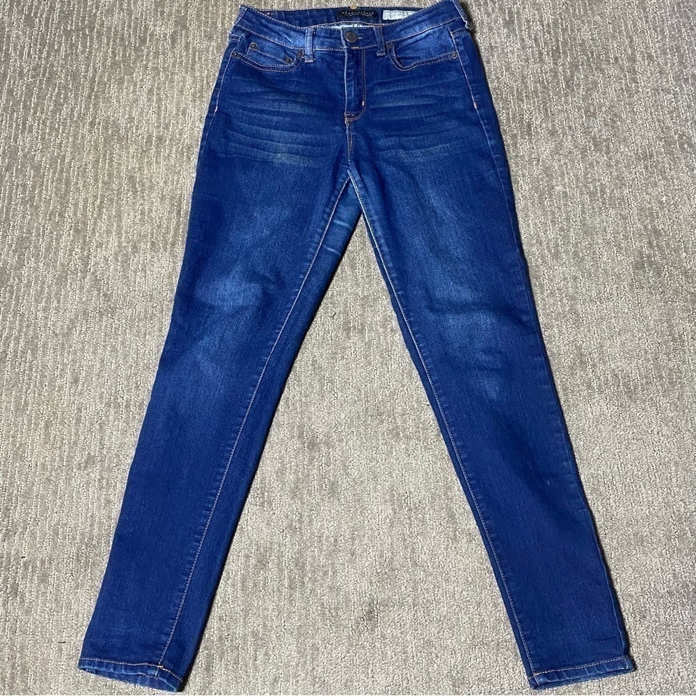 Aeropostale Jeggings Jeans Women’s 2R Dark Blue Mid Rise Stretch Casual Denim